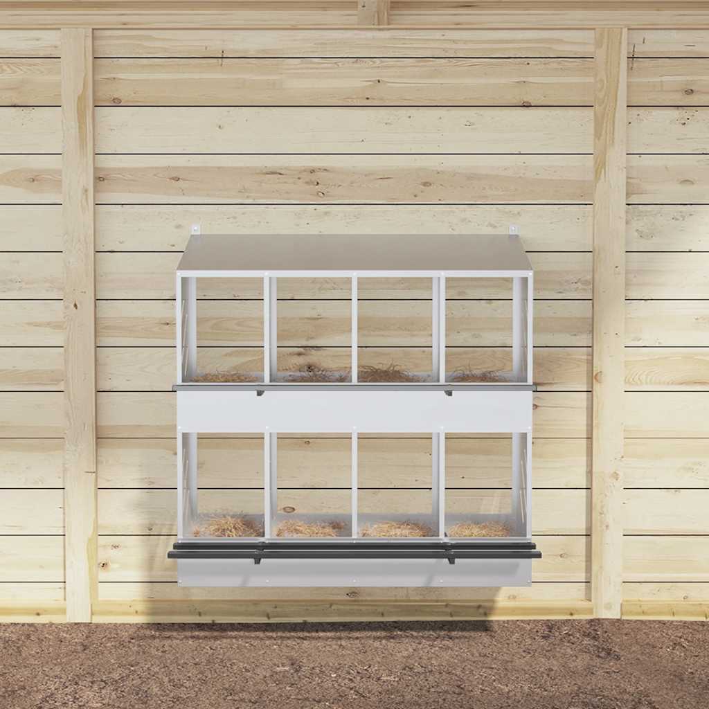 Vidaxl nichoir à poules avec 8 compartiments en métal galvanisé couleur argent