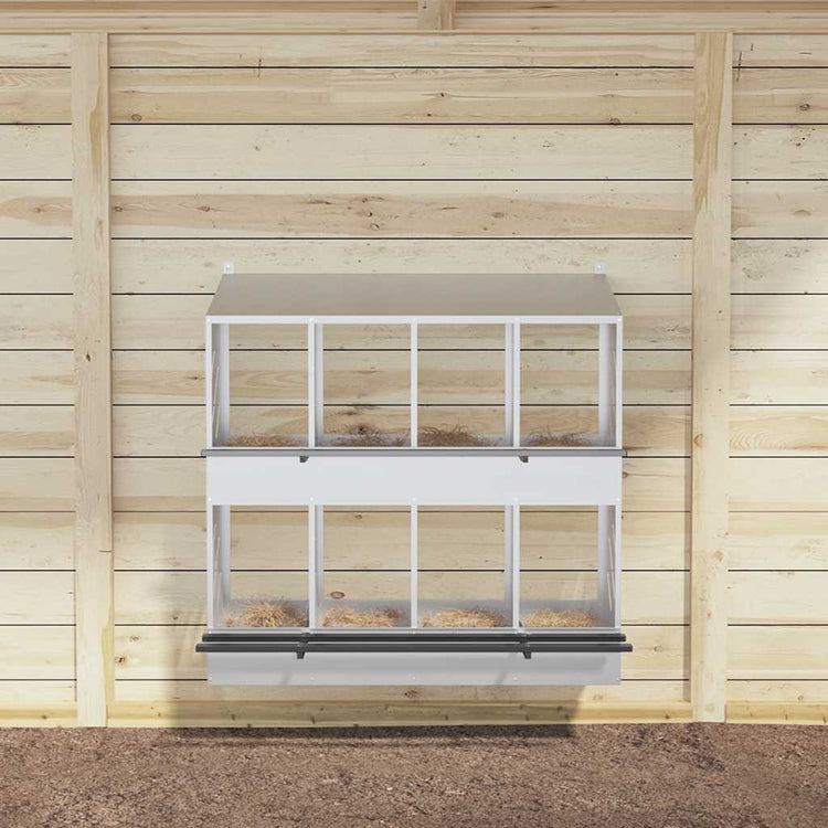 Vidaxl nichoir à poules avec 8 compartiments en métal galvanisé couleur argent