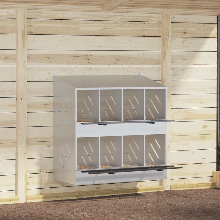 Vidaxl nichoir à poules avec 8 compartiments en métal galvanisé couleur argent