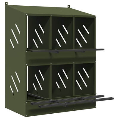 Nichoir à poules VidaXL avec 6 compartiments en métal vert olive