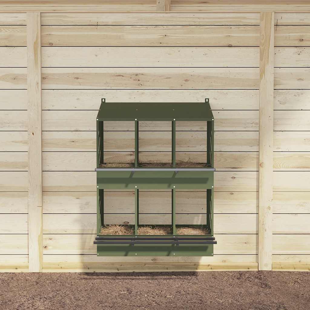 Nichoir à poules VidaXL avec 6 compartiments en métal vert olive