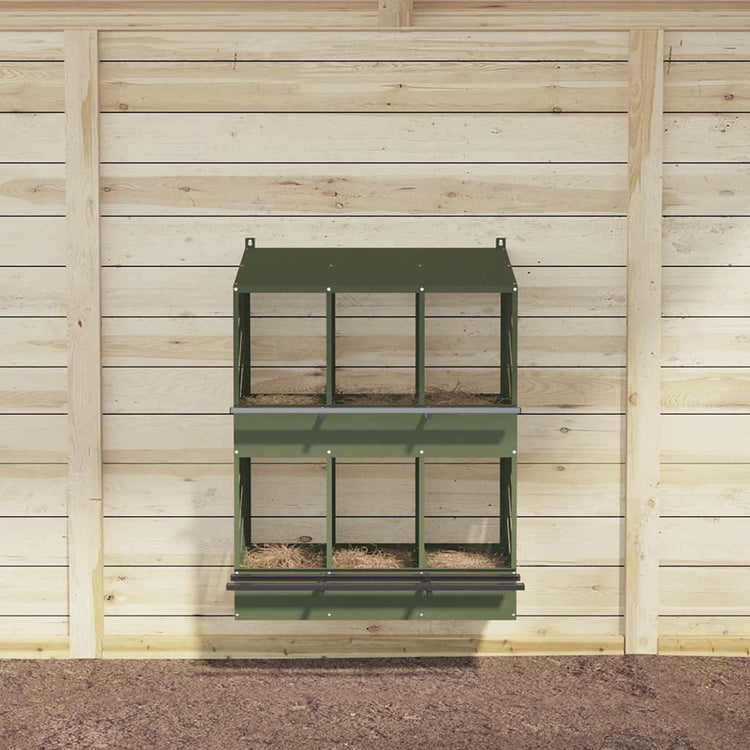 Nichoir à poules VidaXL avec 6 compartiments en métal vert olive