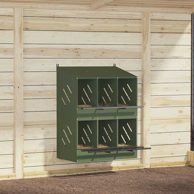 Nichoir à poules VidaXL avec 6 compartiments en métal vert olive