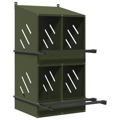Nichoir à poules VidaXL avec 4 compartiments en métal vert olive