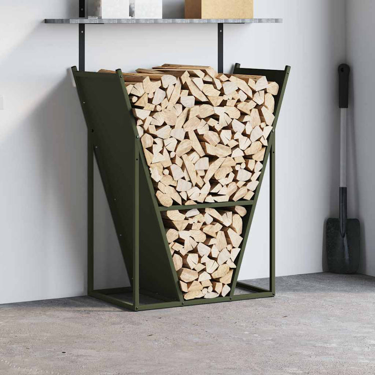 Vidaxx support à bois de chauffage 69,5x35x81 cm acier laminé à froid vert olive
