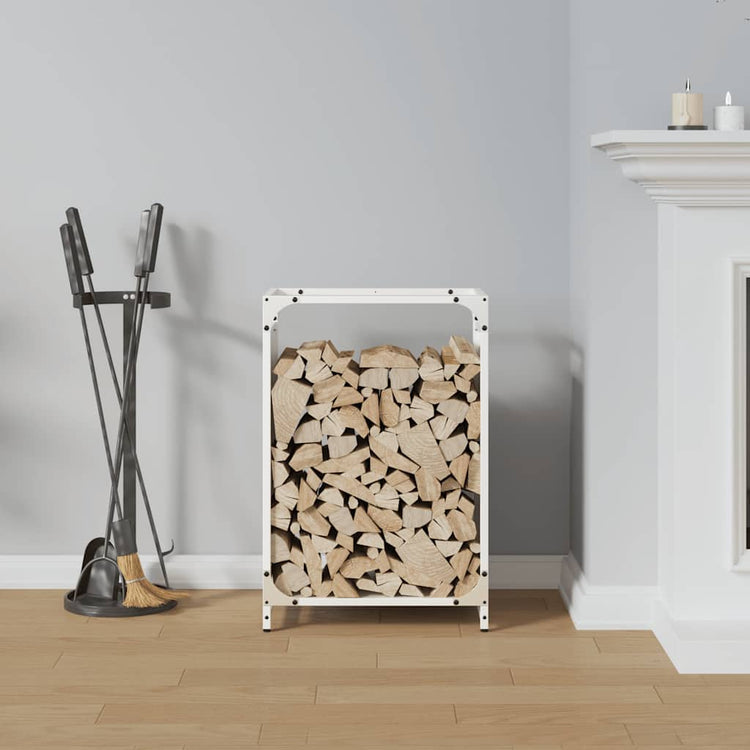Vidaxx support à bois de chauffage 44x28x65 cm acier laminé à froid blanc