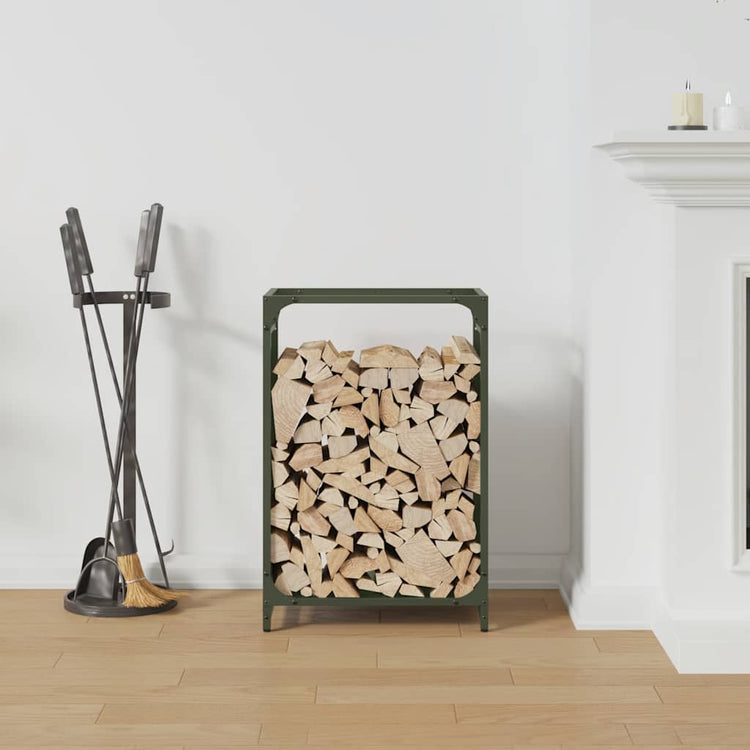 Vidaxx support à bois de chauffage 44x28x65 cm acier laminé à froid vert olive