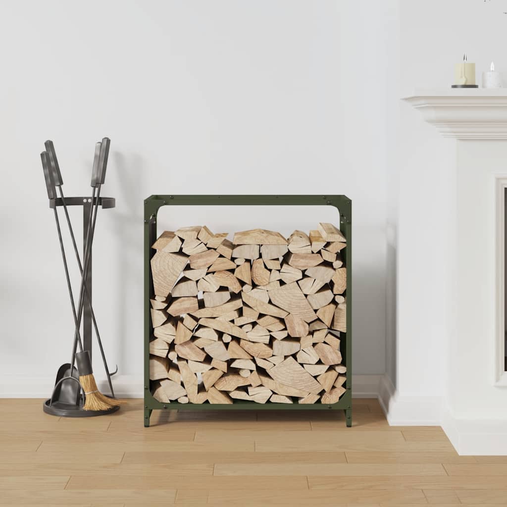 Vidaxx support à bois de chauffage 60x28x65 cm acier laminé à froid vert olive