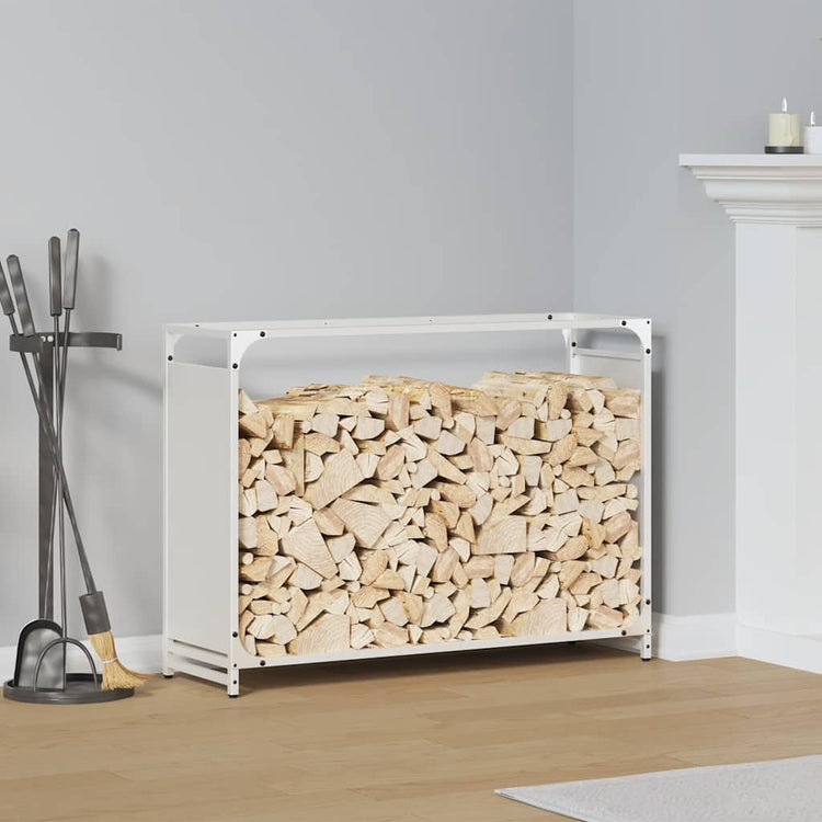 Vidaxx support à bois de chauffage 90x28x65 cm acier laminé à froid blanc
