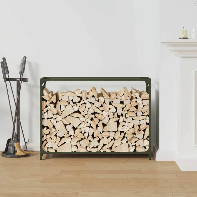 Vidaxx support à bois de chauffage 90x28x65 cm acier laminé à froid vert olive