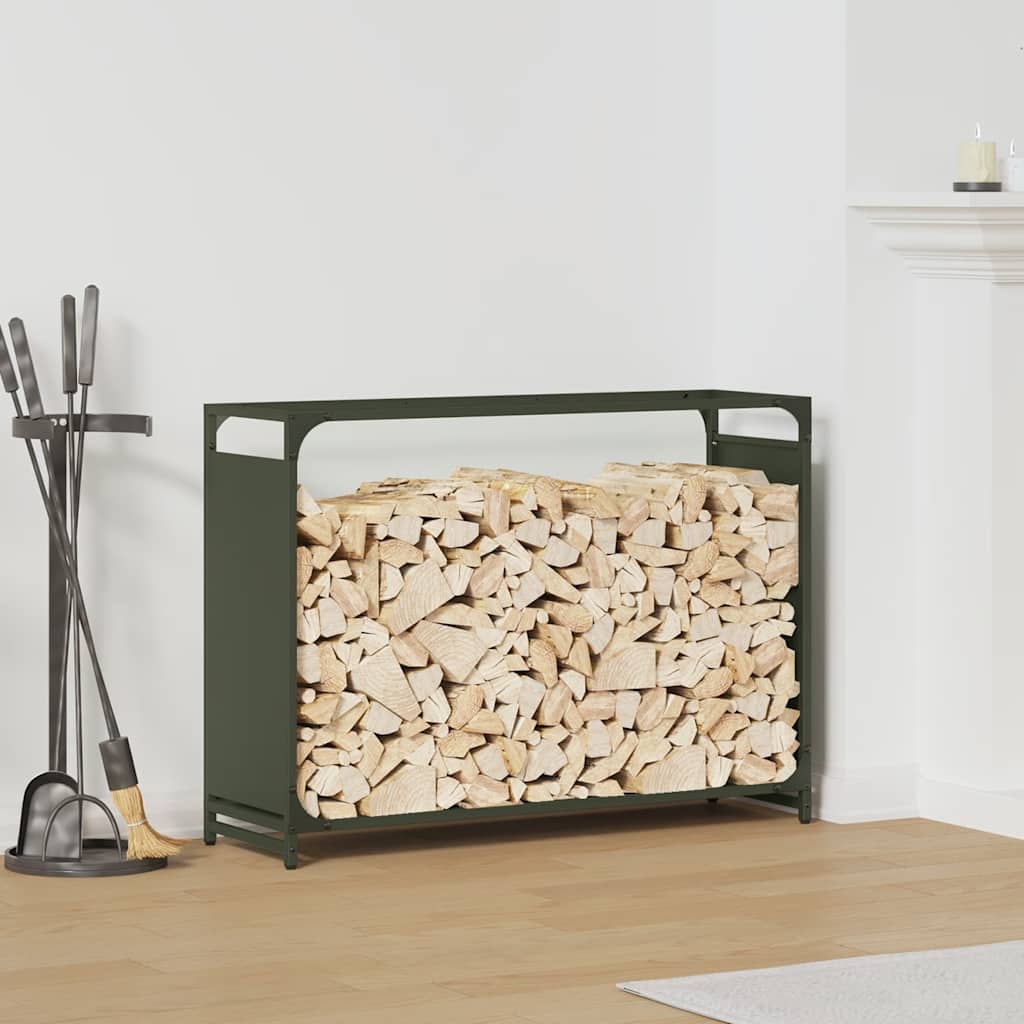 Vidaxx support à bois de chauffage 90x28x65 cm acier laminé à froid vert olive