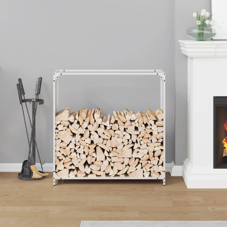 Vidaxx support à bois de chauffage 90x28x90 cm acier laminé à froid blanc