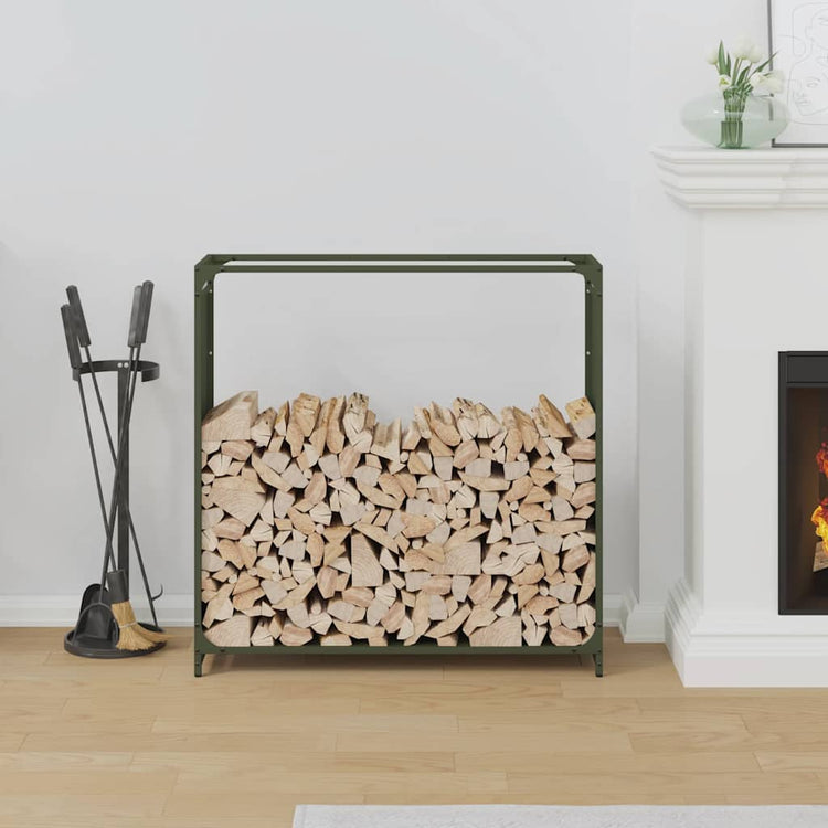 Vidaxx support à bois de chauffage 90x28x90 cm acier laminé à froid vert olive