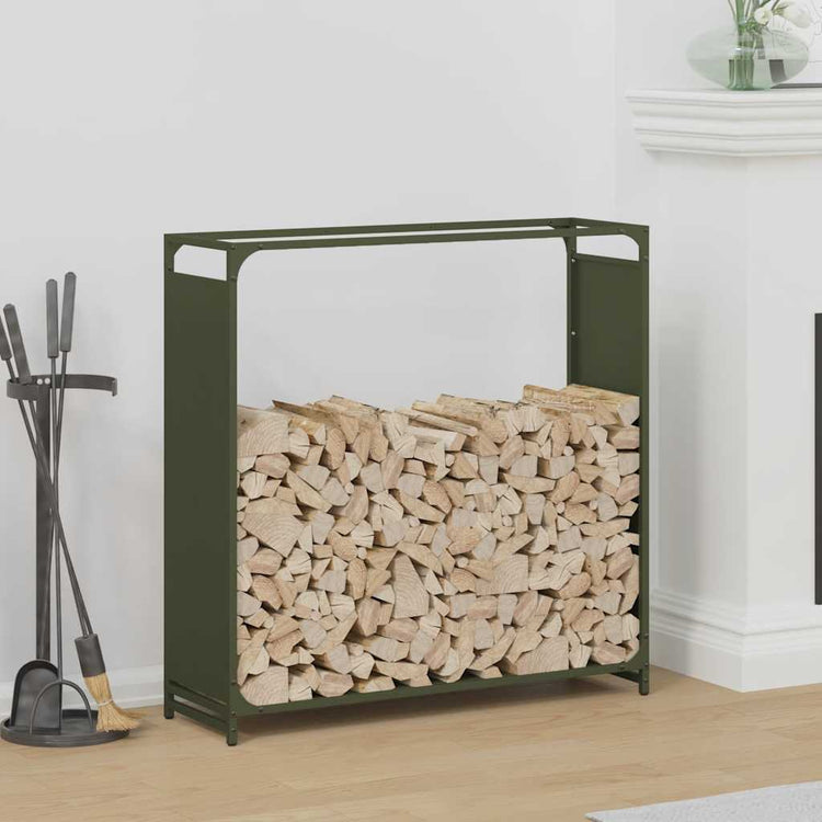 Vidaxx support à bois de chauffage 90x28x90 cm acier laminé à froid vert olive
