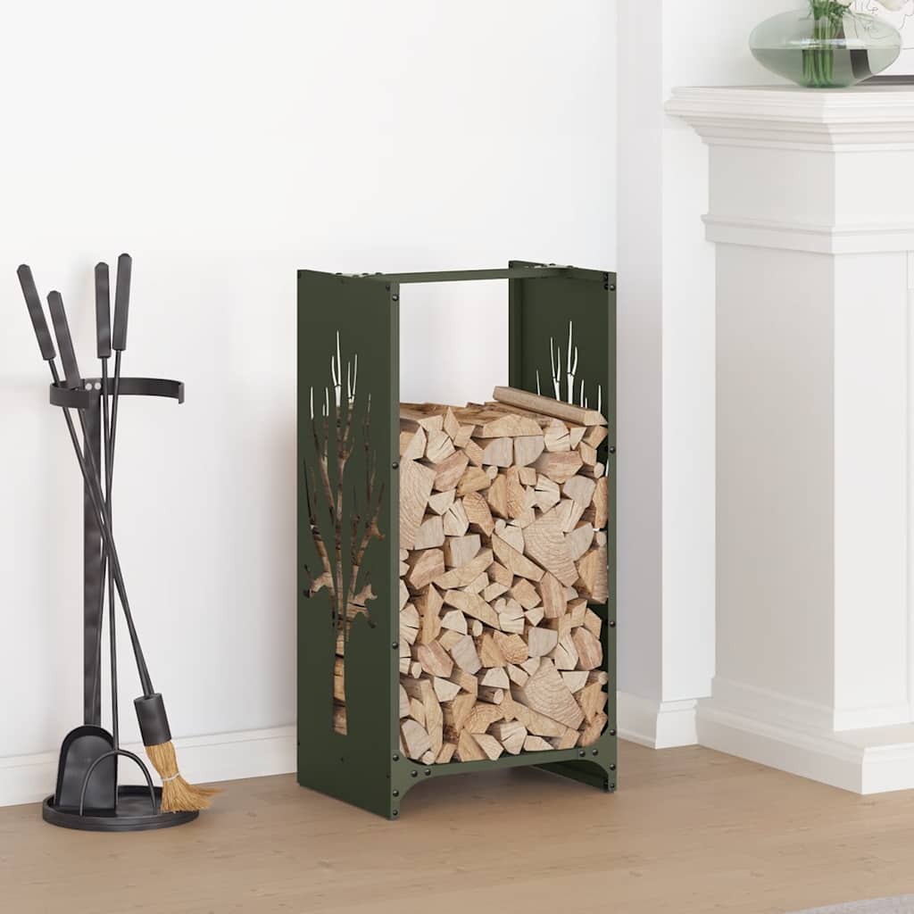 Vidaxx support à bois de chauffage 40x30x80 cm acier laminé à froid vert olive