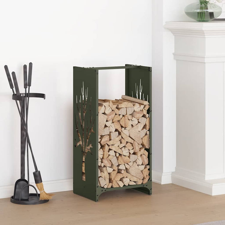 Vidaxx support à bois de chauffage 40x30x80 cm acier laminé à froid vert olive