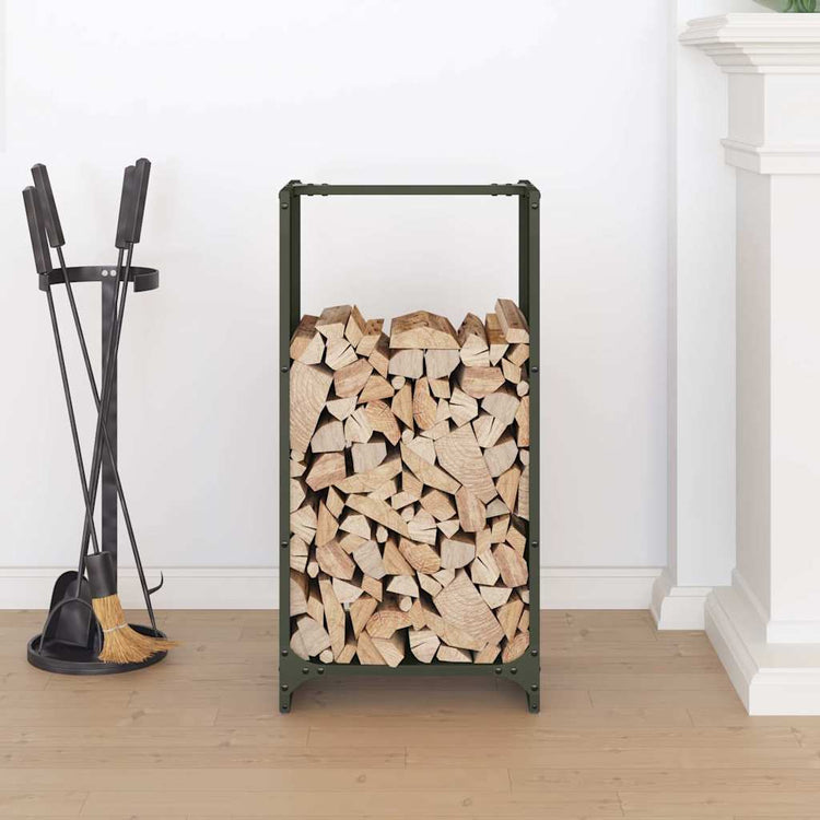 Vidaxx support à bois de chauffage 40x30x80 cm acier laminé à froid vert olive