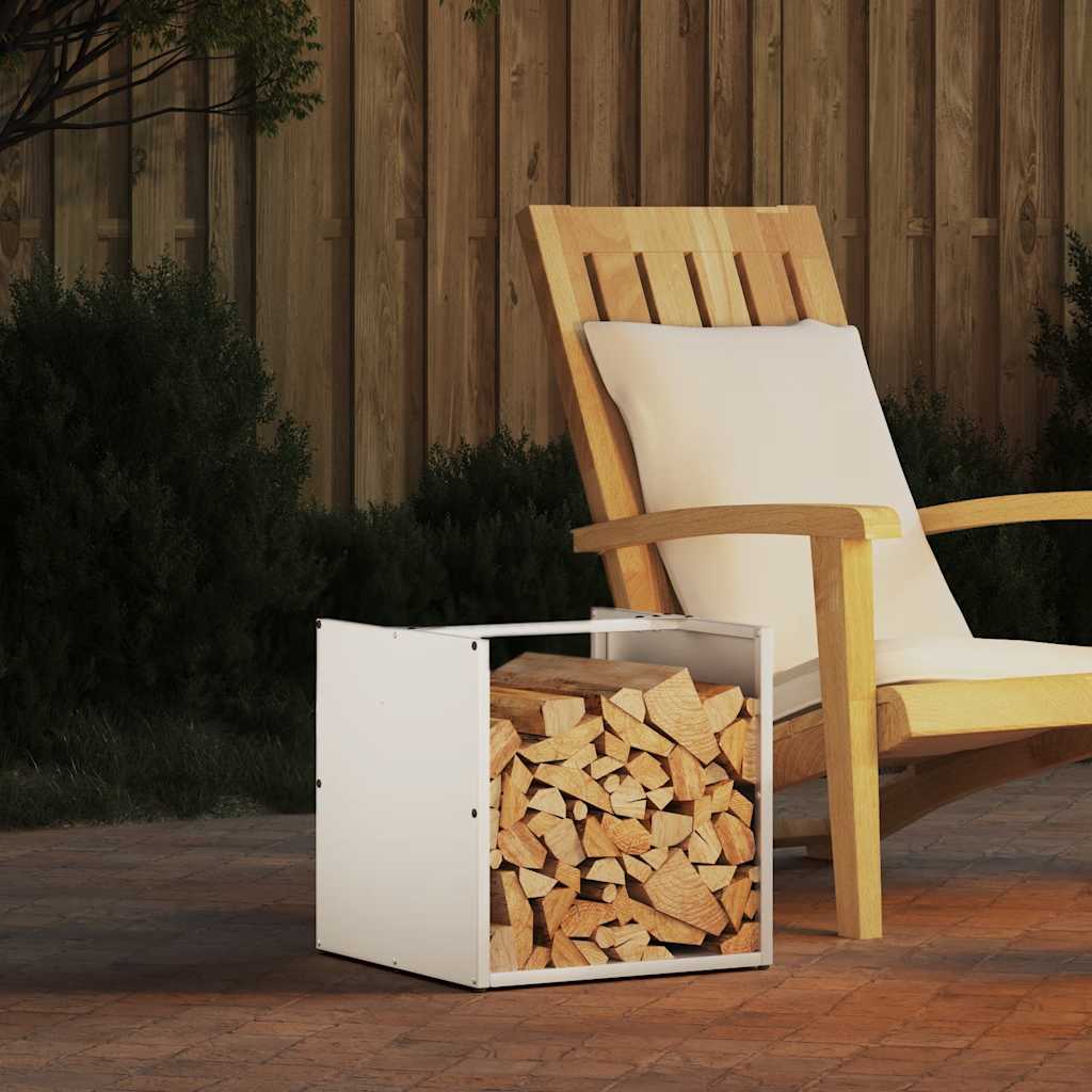 Vidaxx support à bois de chauffage 40x40x40 cm acier laminé à froid blanc
