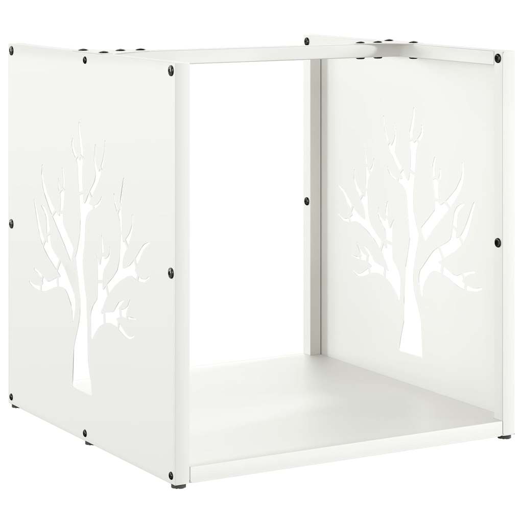 Vidaxx support à bois de chauffage 40x40x40 cm acier laminé à froid blanc