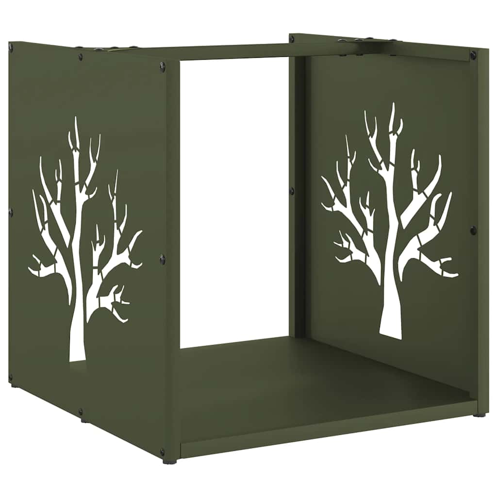 Vidaxx support à bois de chauffage 40x40x40 cm acier laminé à froid vert olive