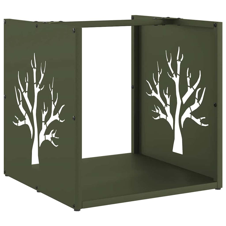 Vidaxx support à bois de chauffage 40x40x40 cm acier laminé à froid vert olive