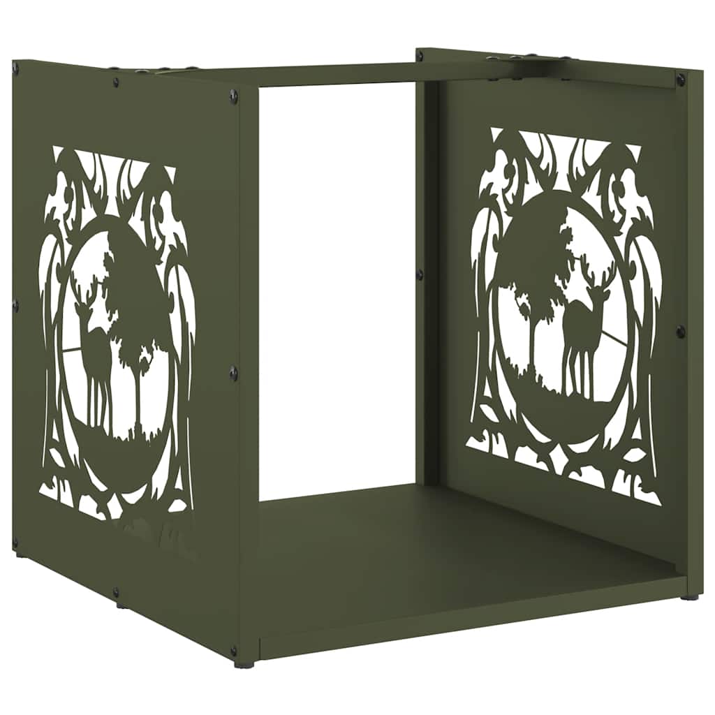 Vidaxx support à bois de chauffage 40x40x40 cm acier laminé à froid vert olive