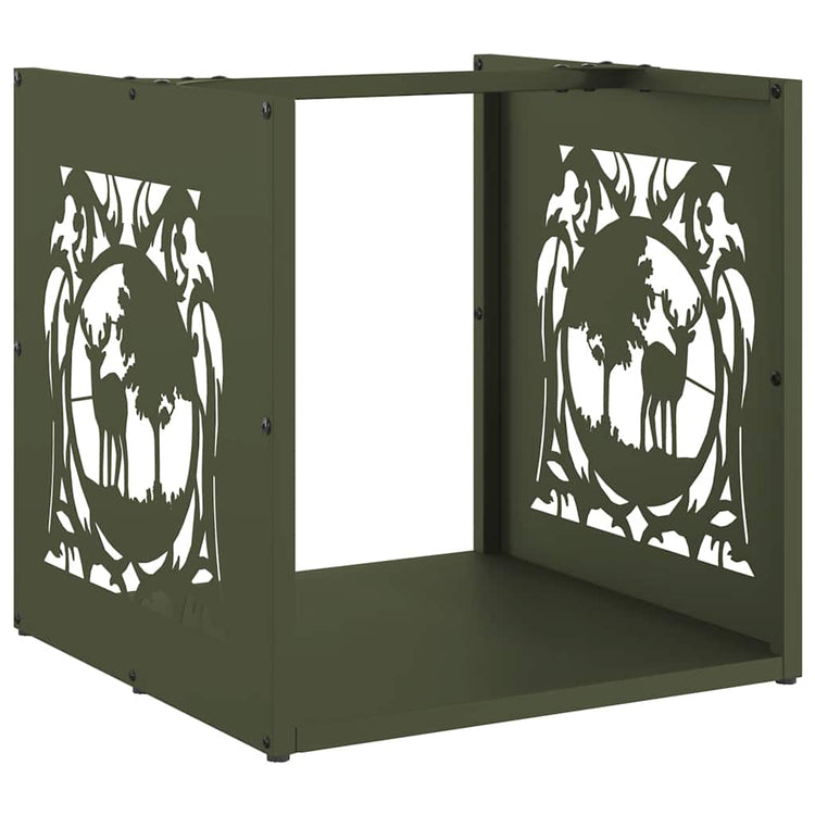 Vidaxx support à bois de chauffage 40x40x40 cm acier laminé à froid vert olive