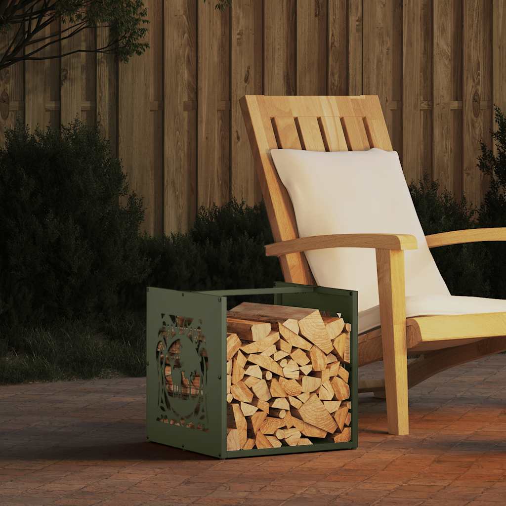 Vidaxx support à bois de chauffage 40x40x40 cm acier laminé à froid vert olive