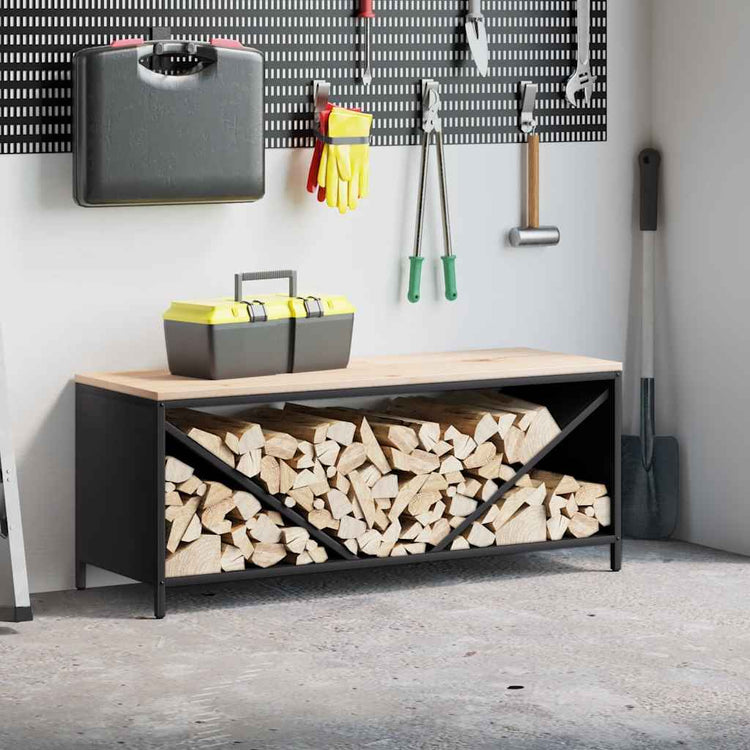 VidaXL support à bois de chauffage avec plateau en bois 100,5x35,5x40 cm noir