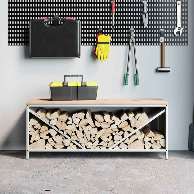 VidaXL support à bois de chauffage avec plateau en bois 100,5x35,5x40 cm blanc