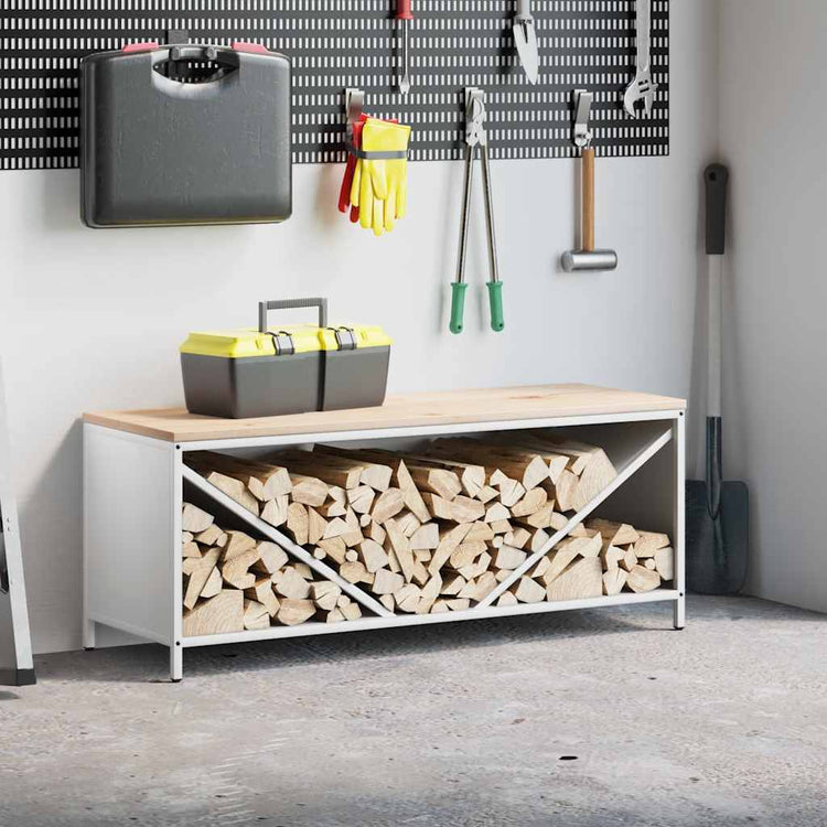 VidaXL support à bois de chauffage avec plateau en bois 100,5x35,5x40 cm blanc