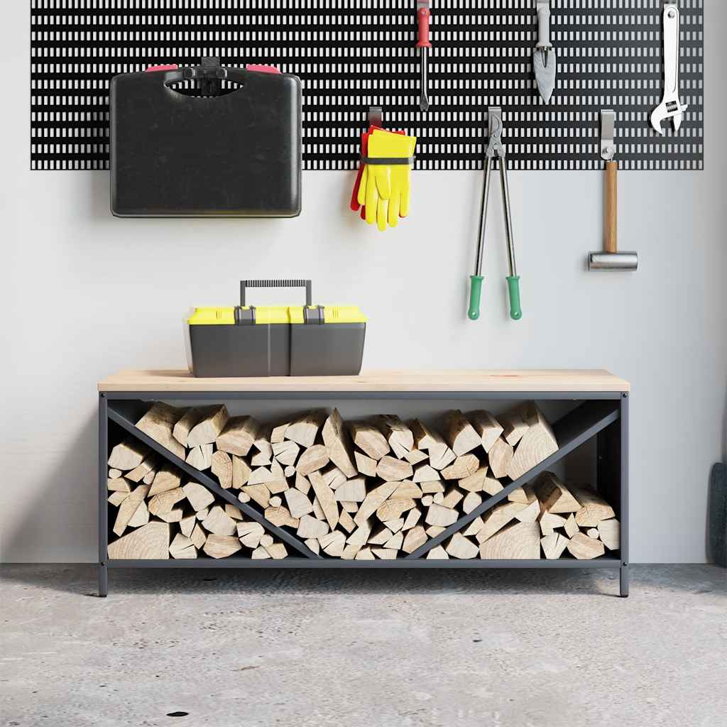 Support à bois de chauffage Vidaxx avec plateau en bois 100,5x35,5x40 cm anthracite