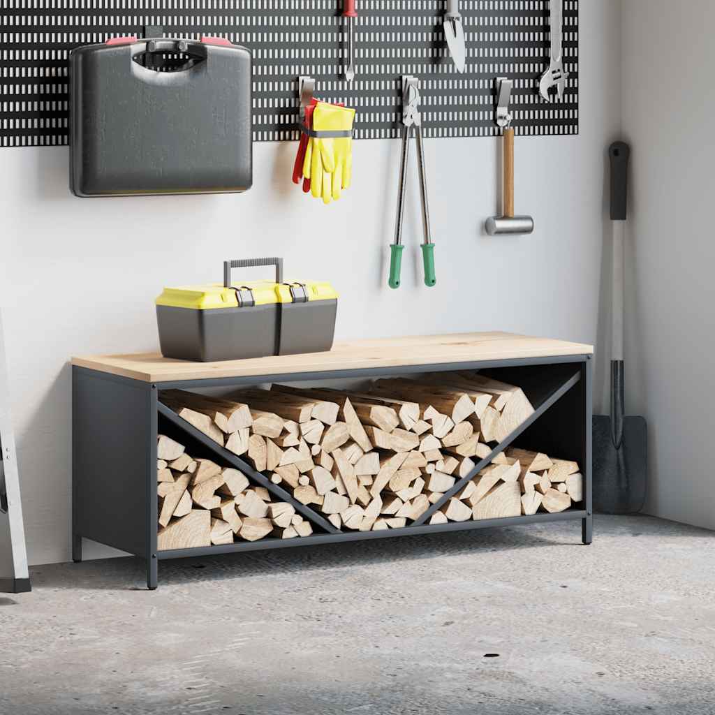 Support à bois de chauffage Vidaxx avec plateau en bois 100,5x35,5x40 cm anthracite
