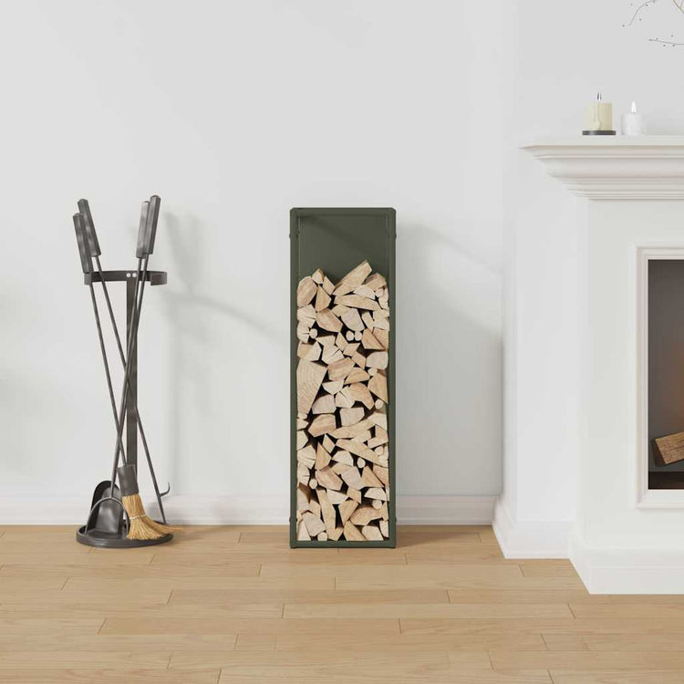 Vidaxx support à bois de chauffage 25x25x80 cm acier laminé à froid vert olive