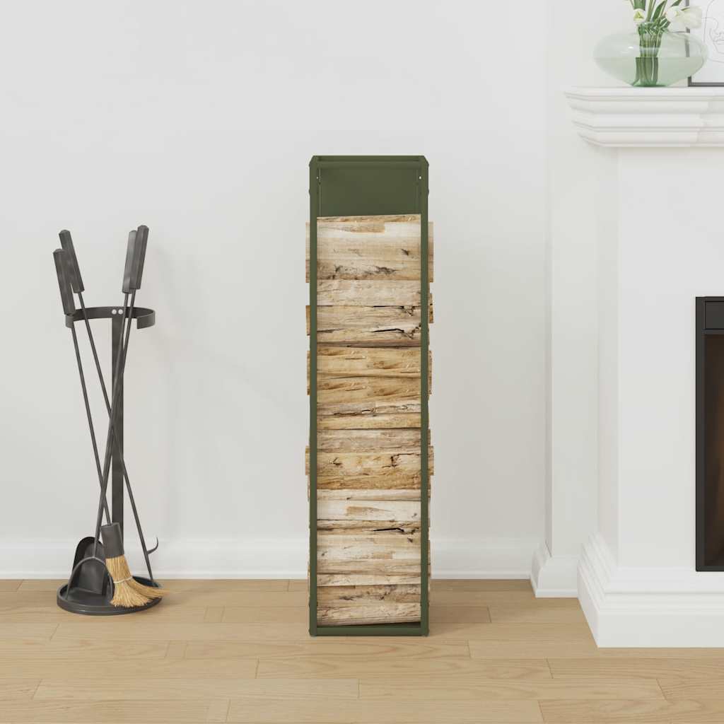 Vidaxx support à bois de chauffage 25x25x100 cm acier laminé à froid vert olive