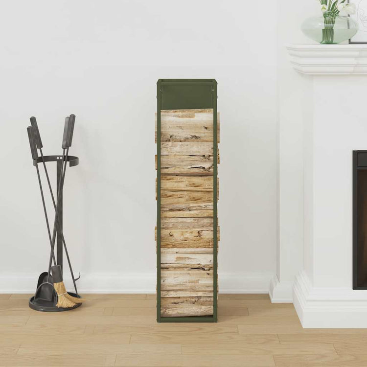Vidaxx support à bois de chauffage 25x25x100 cm acier laminé à froid vert olive