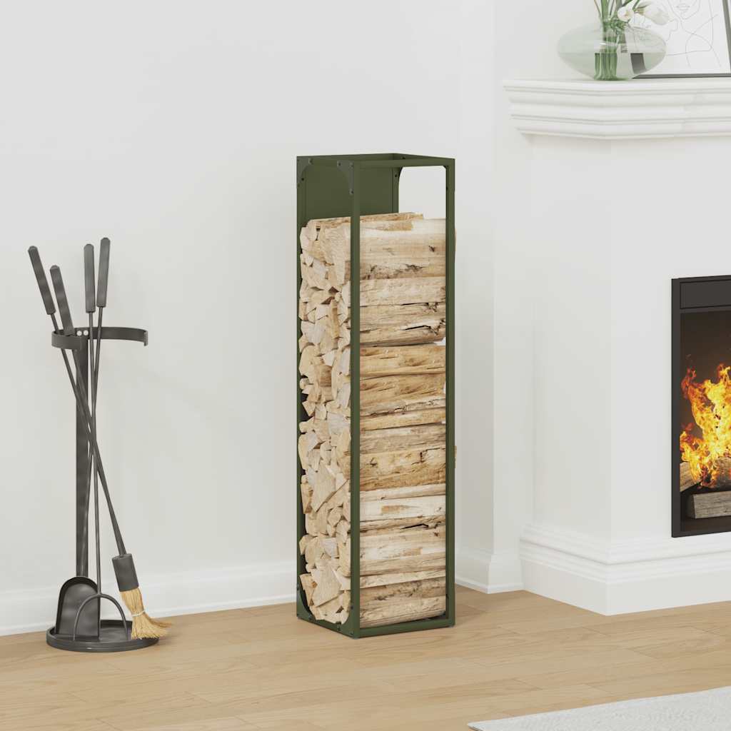 Vidaxx support à bois de chauffage 25x25x100 cm acier laminé à froid vert olive