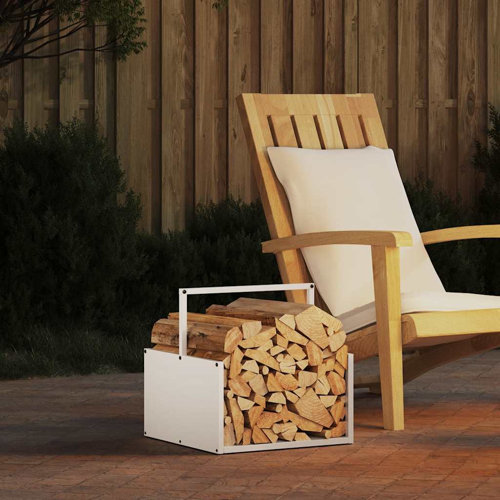 Vidaxx support à bois de chauffage 40x40x40 cm acier laminé à froid blanc