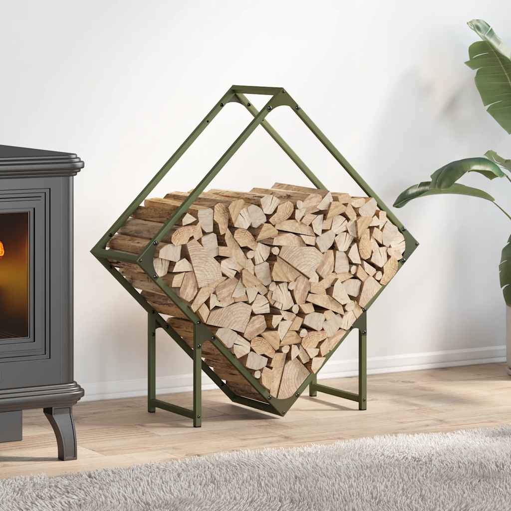Vidaxx support à bois de chauffage 80x25x80 cm acier laminé à froid vert olive