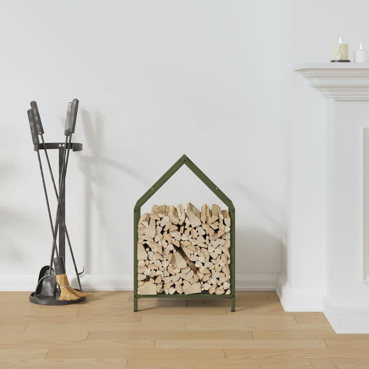 Vidaxx support à bois de chauffage 40x25x60 cm acier laminé à froid vert olive