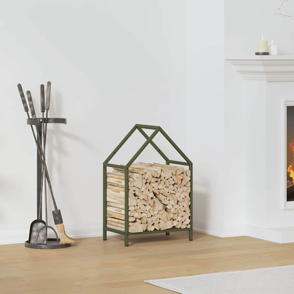 Vidaxx support à bois de chauffage 40x25x60 cm acier laminé à froid vert olive