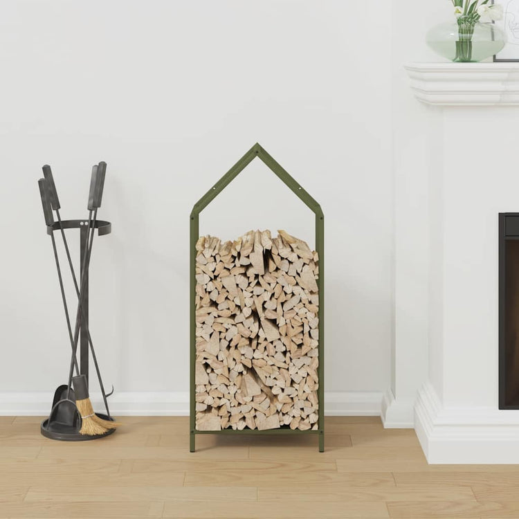 Vidaxx support à bois de chauffage 40x25x90 cm acier laminé à froid vert olive