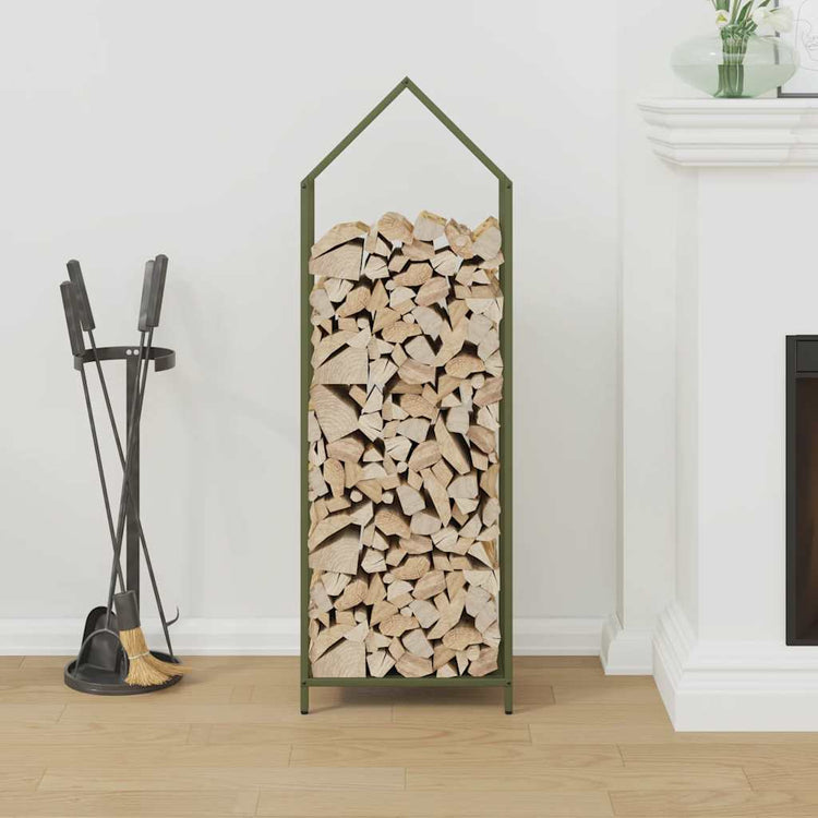 Vidaxx support à bois de chauffage 40x25x120 cm acier laminé à froid vert olive