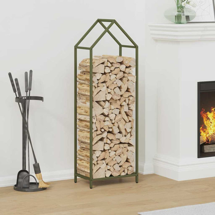Vidaxx support à bois de chauffage 40x25x120 cm acier laminé à froid vert olive