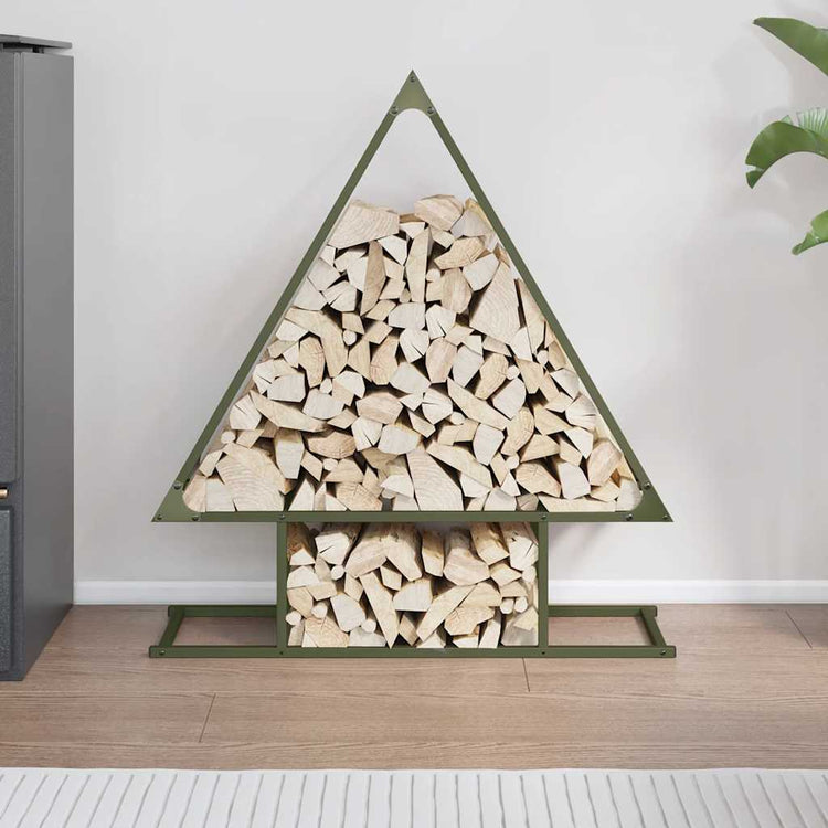 Vidaxx support à bois de chauffage vert olive 80x25x90 cm acier laminé à froid