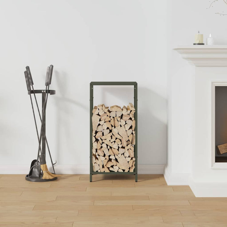Vidaxx support à bois de chauffage 34x25x70 cm acier laminé à froid vert olive