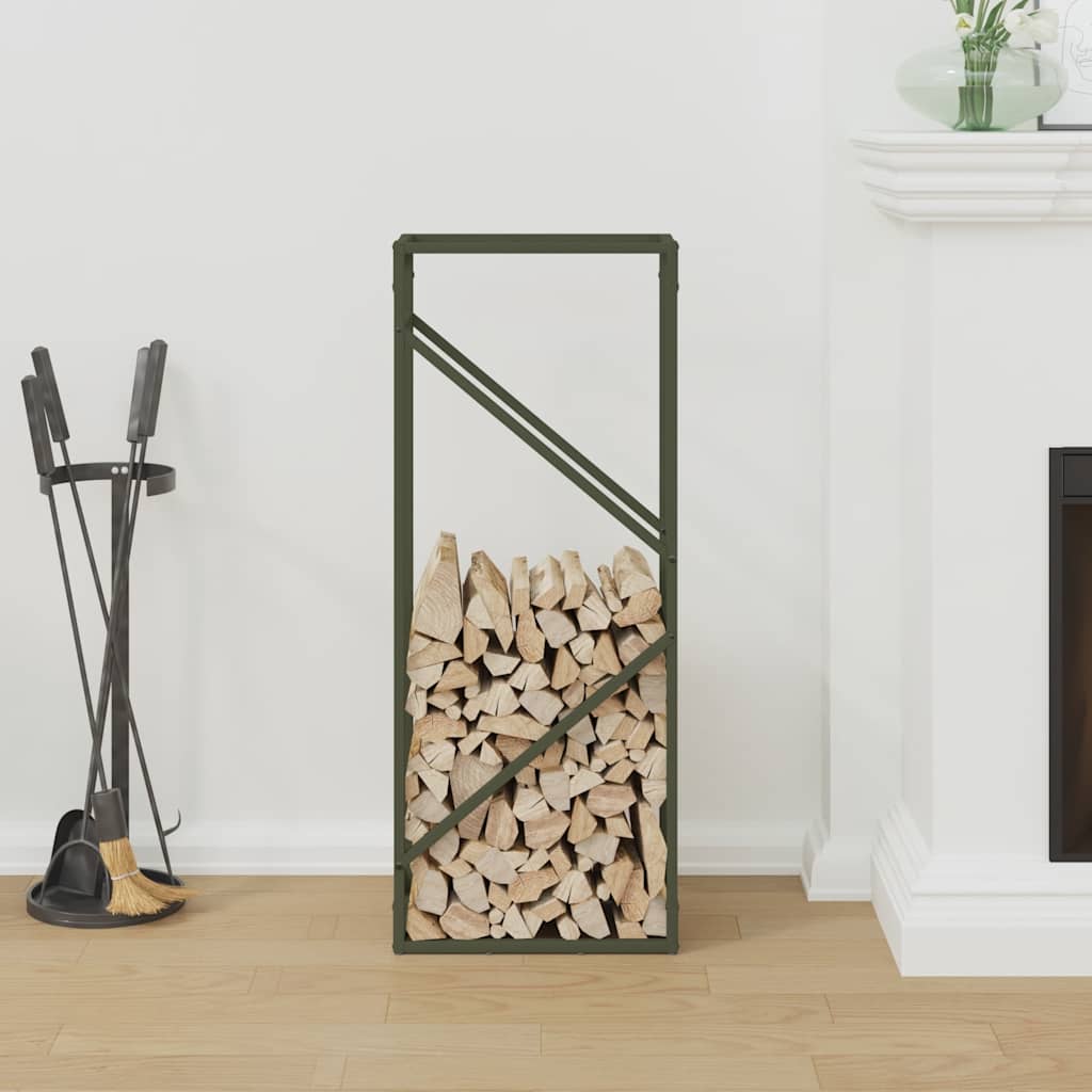 Vidaxx support à bois de chauffage 40x25x100 cm acier laminé à froid vert olive