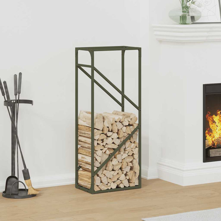Vidaxx support à bois de chauffage 40x25x100 cm acier laminé à froid vert olive