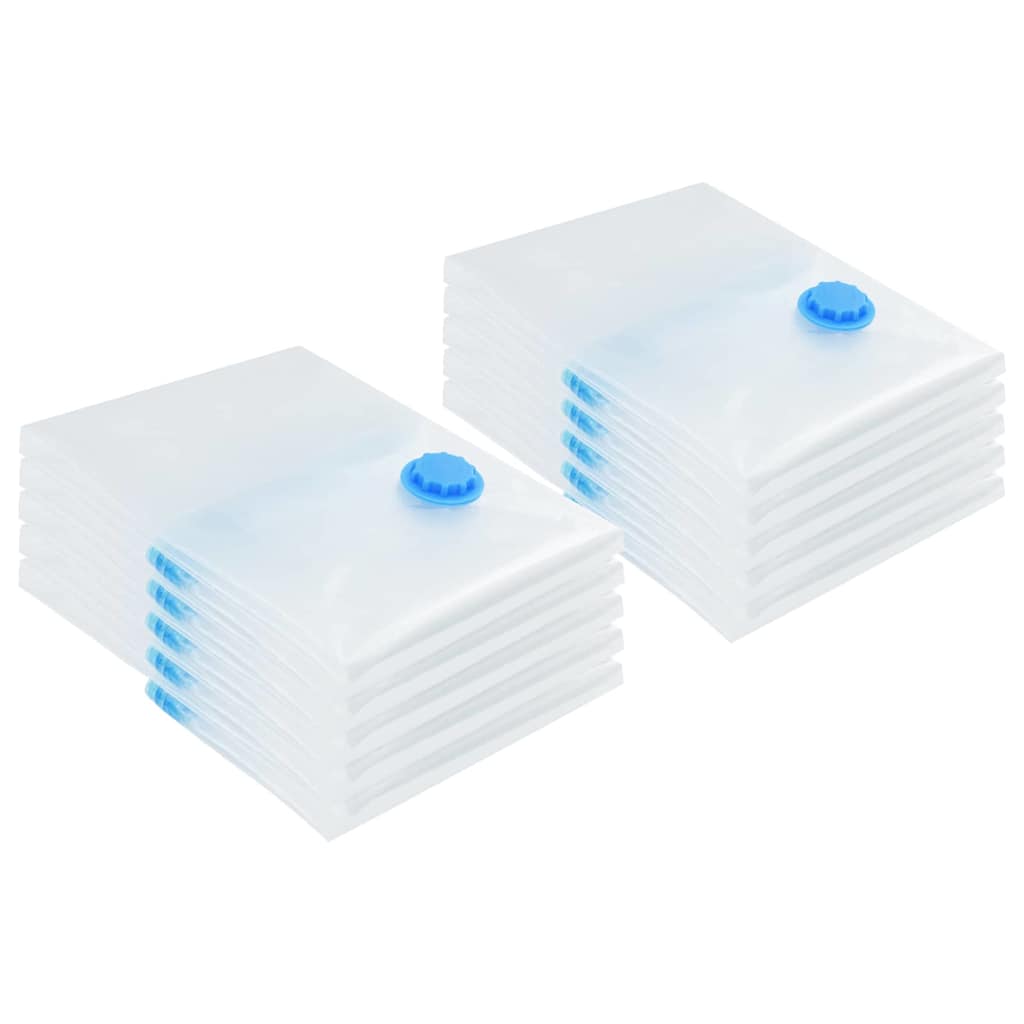 VidaXL sacs de rangement avec rangement 10 pcs transparent et bleu 70 x 50 cm