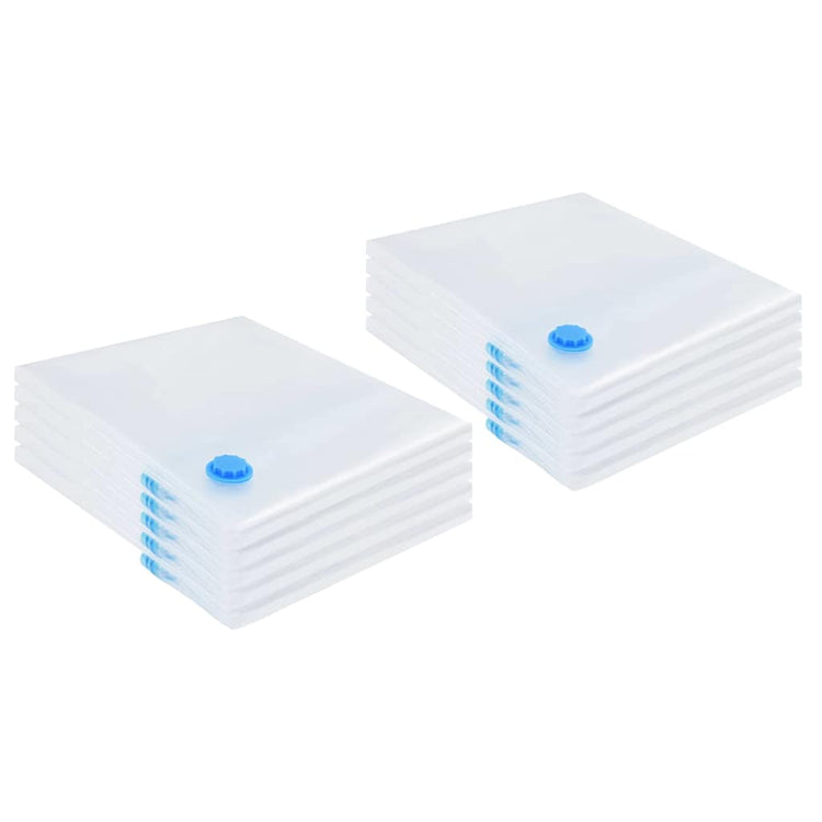 VidaXL sacs de rangement avec rangement 10 pcs transparent et bleu 100 x 80 cm